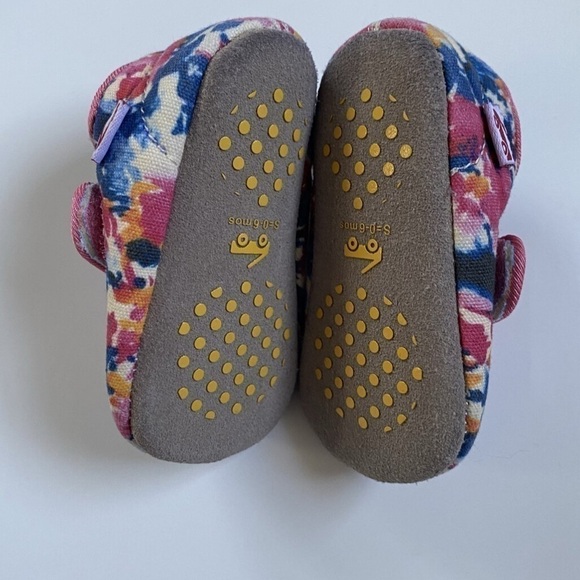 See Kai Run Blue Pink Floral Cruz Booties Crib Shoes 0/6m - Picture 3 of 4